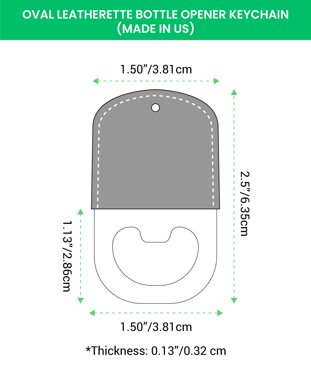 Oval Leatherette Bottle Opener Keychain (Made in US)