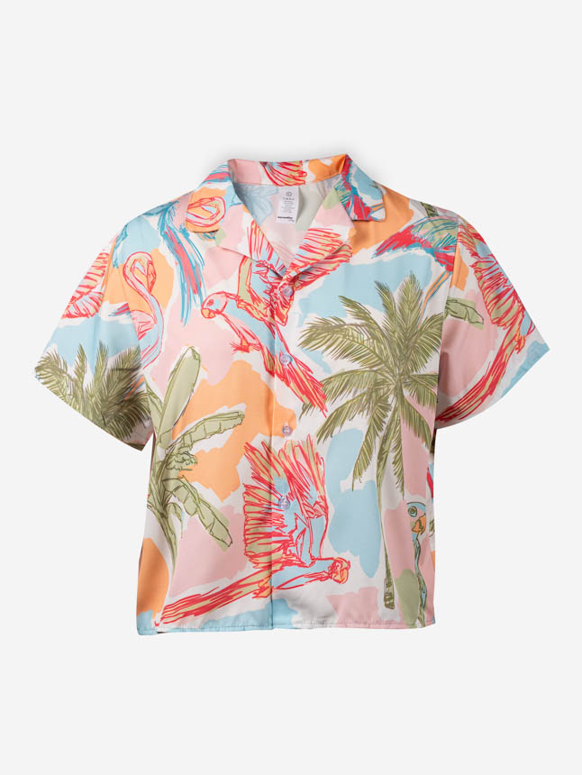 All-over Print Women's Simple Crop Hawaiian Shirt 