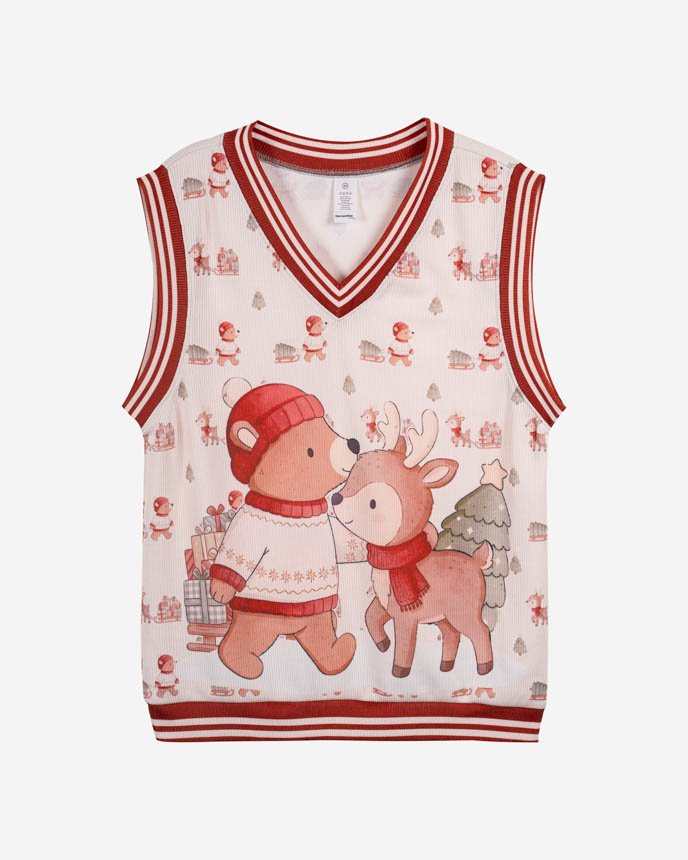 All-over Print Knitted V-Neck Vest