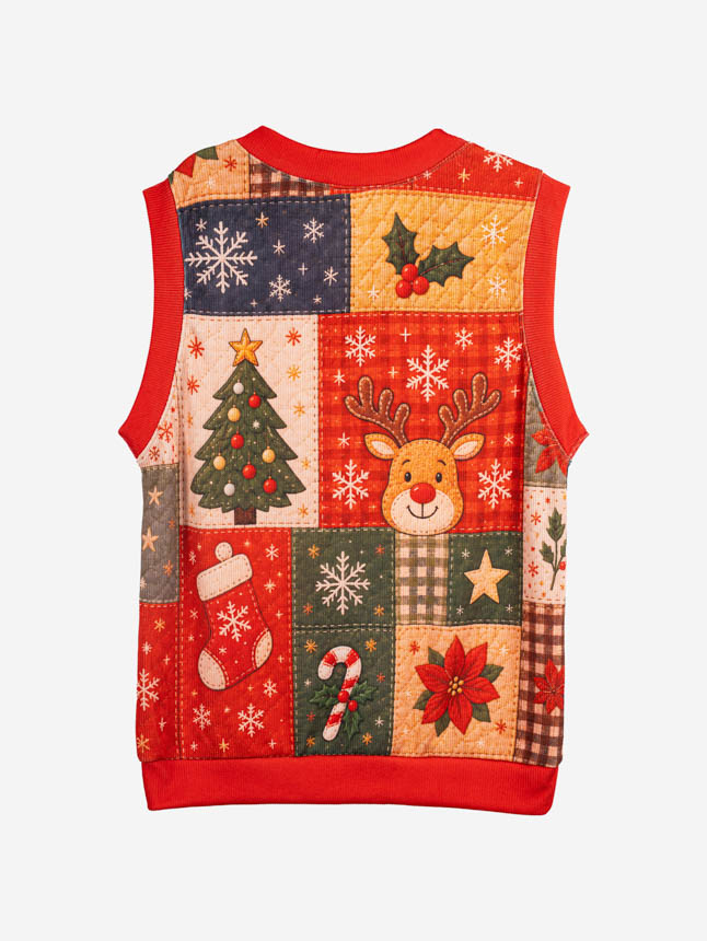 All-over Print Knitted V-Neck Vest
