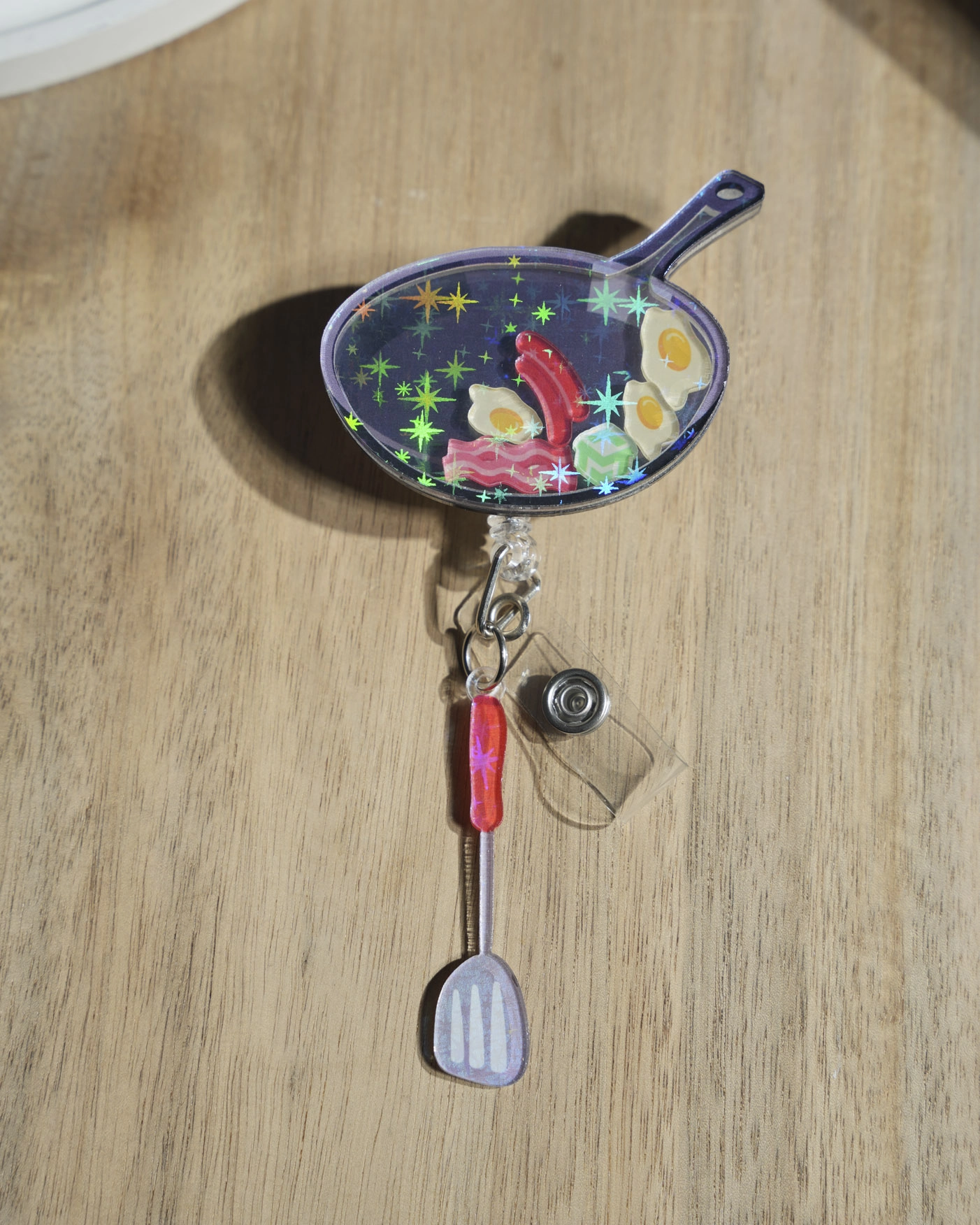 Custom Shape Hologram Shaker Badge Reel With Charm