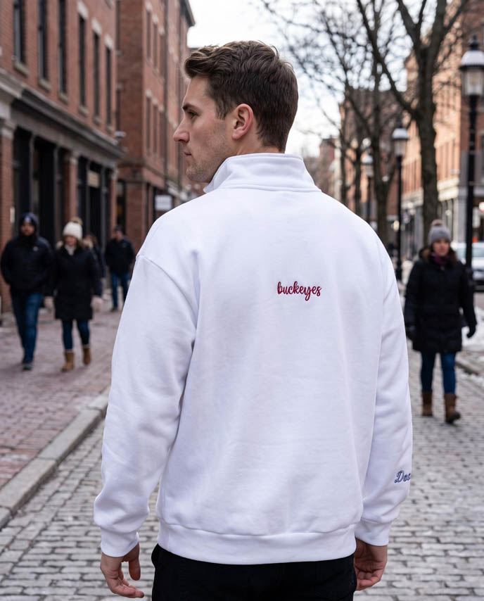 Embroidered Lightweight Quarter Zip Sweatshirt