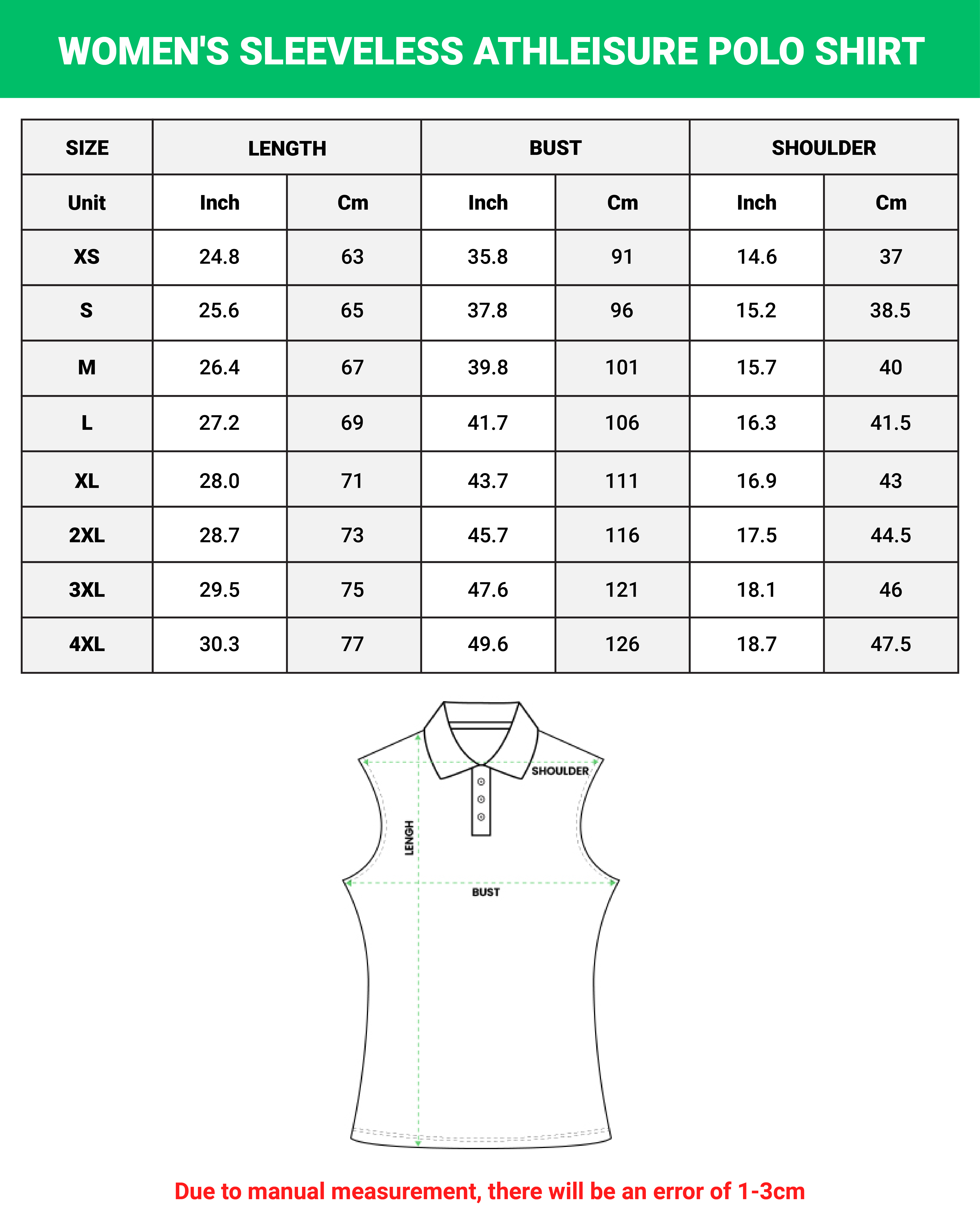 Women's polo on sale shirt size chart