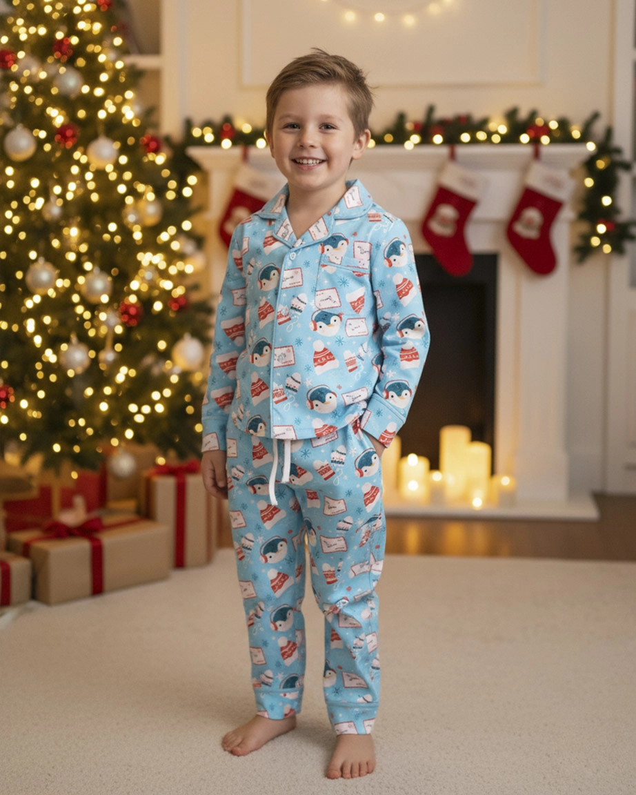 All-over Print Kid Satin Pajamas Set (No Pocket)