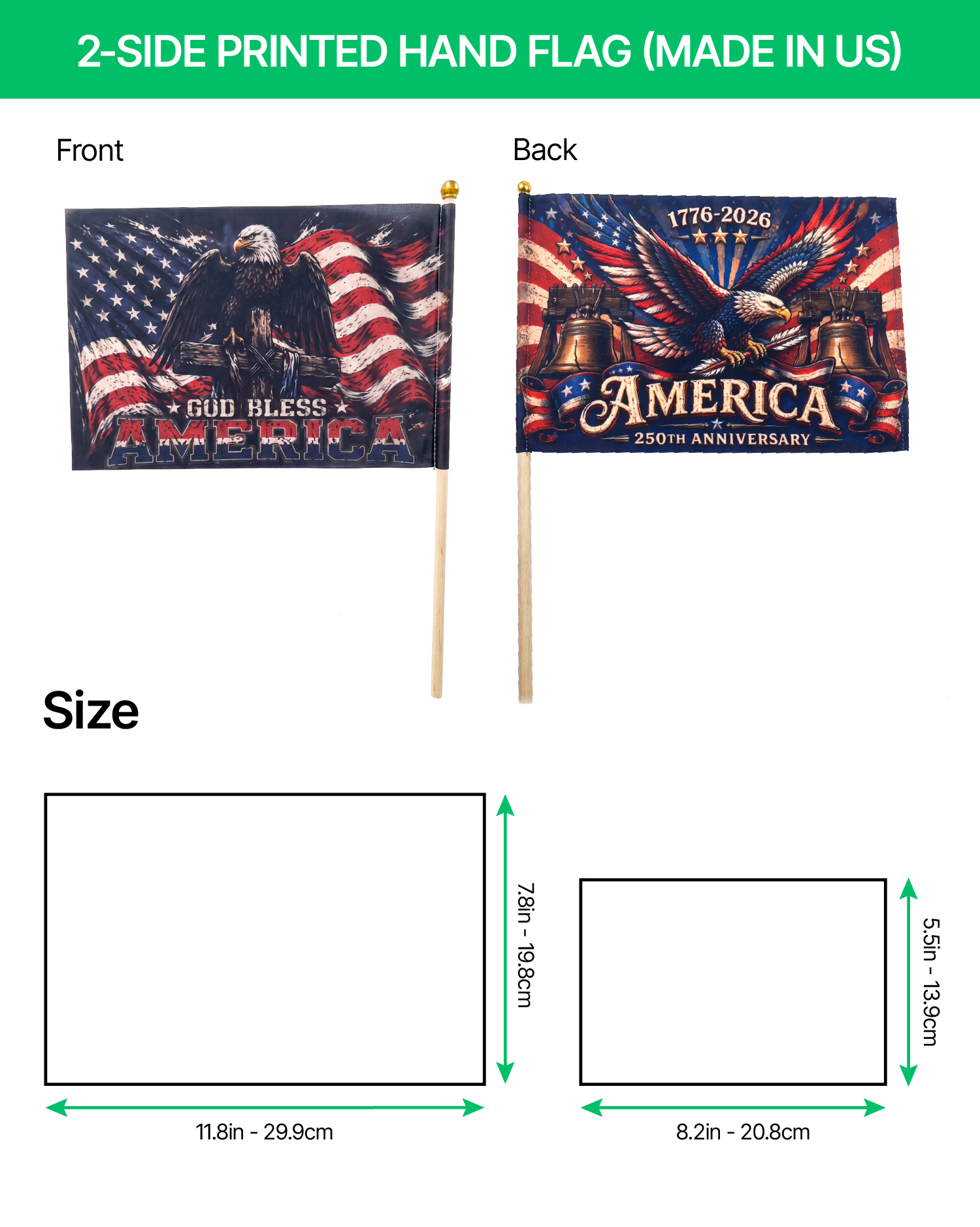 2-side Printed Hand Flag (Made in US)