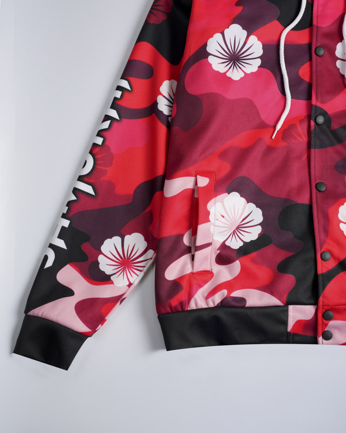 All-over Print Hooded Baseball Jacket