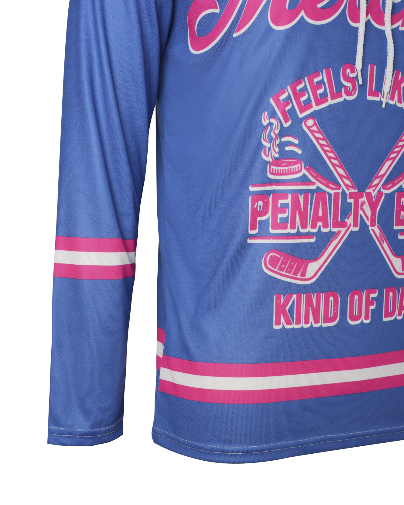  All-over Print Lace Neck Hockey Jersey with Shoulder Yoke