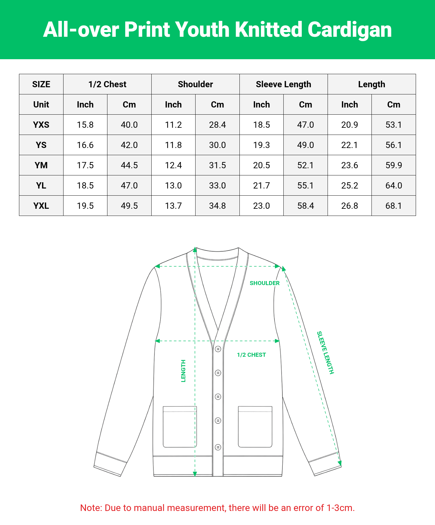 All-over Print Youth Knitted Cardigan