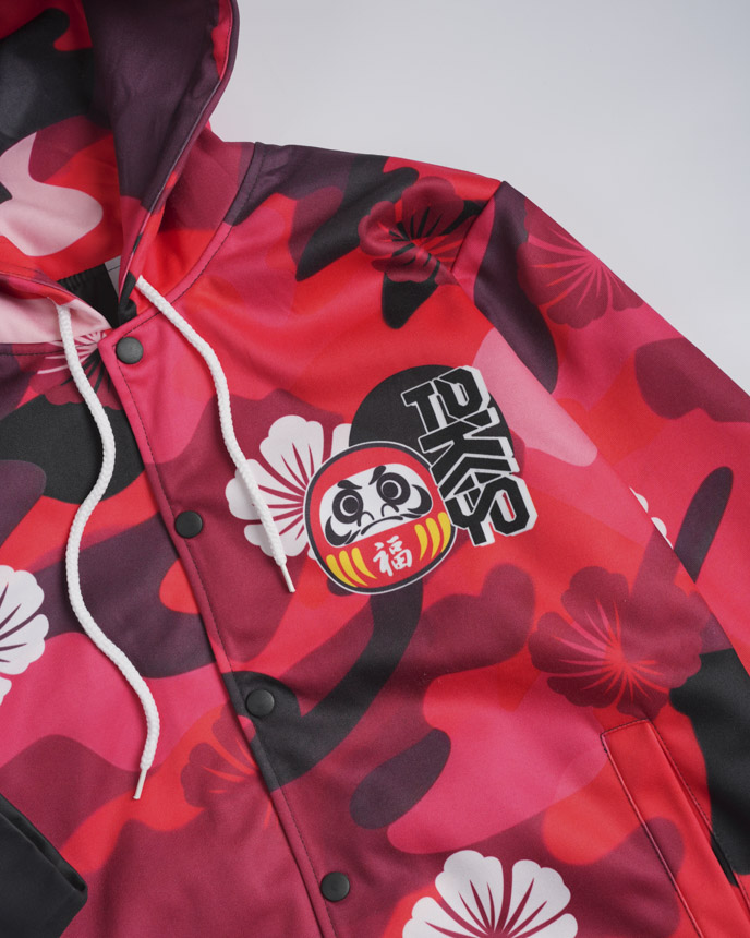 All-over Print Hooded Baseball Jacket