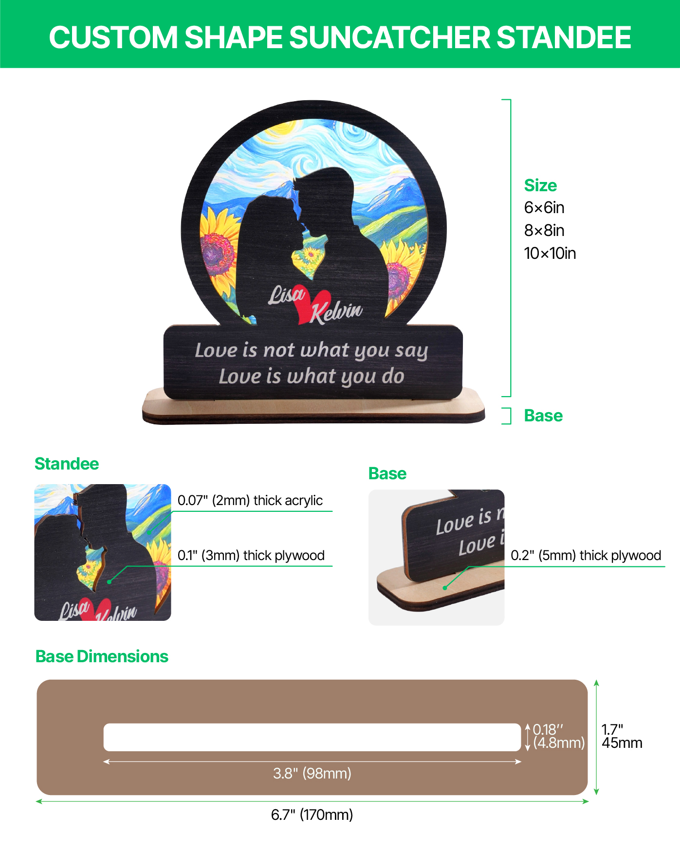 Custom Shape Suncatcher Standee