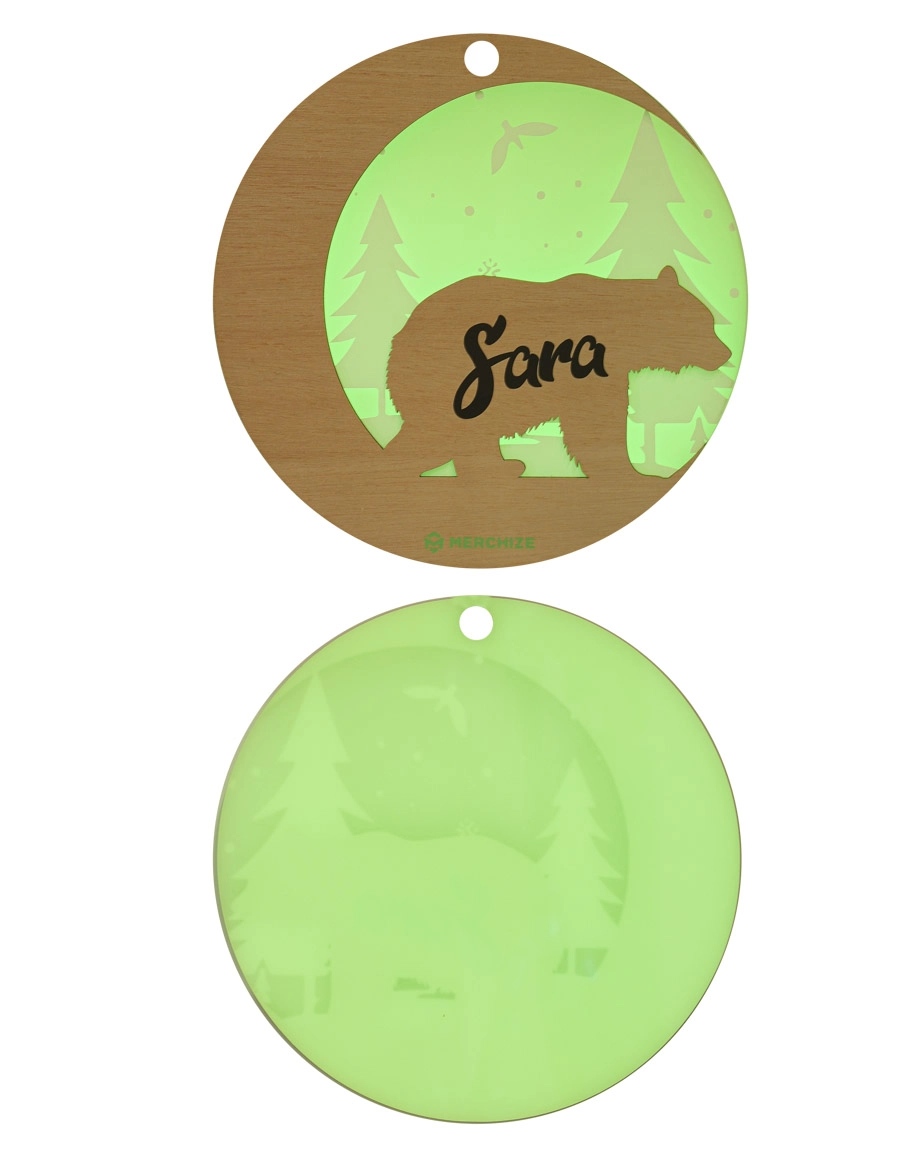 Custom Shape Wood and Luminous Acrylic Ornament