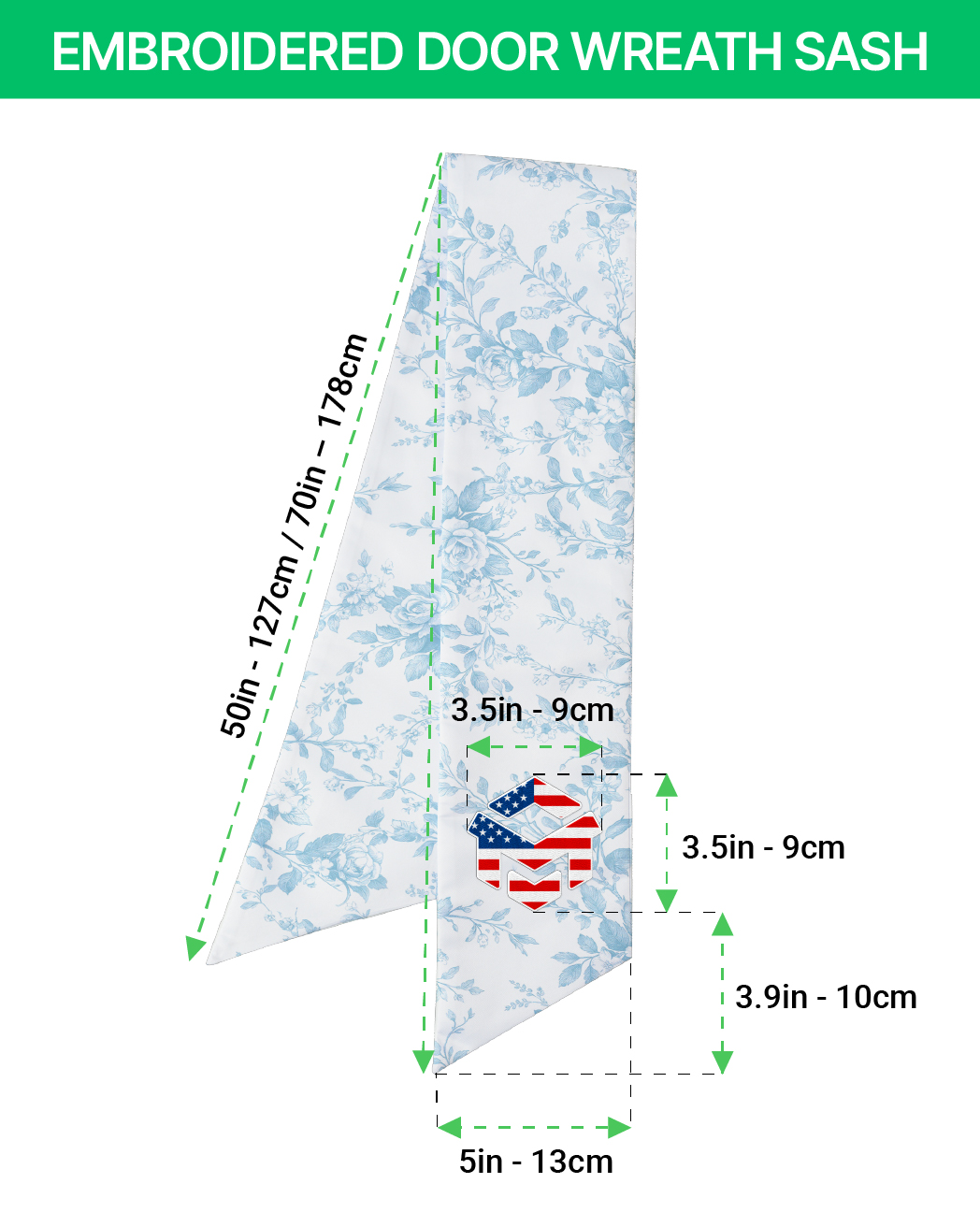 Embroidered Door Wreath Sash