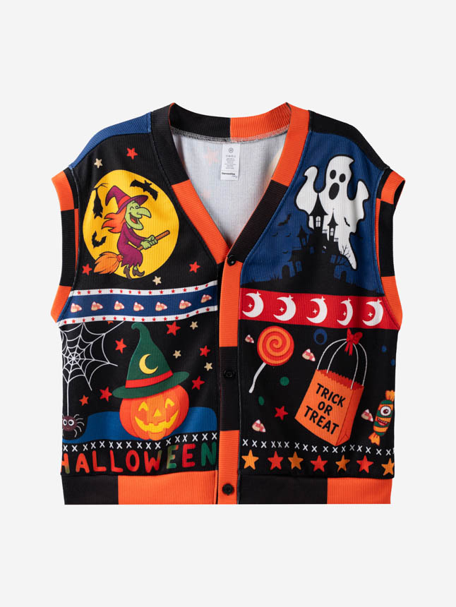 All-over Print Knitted Cardigan Vest