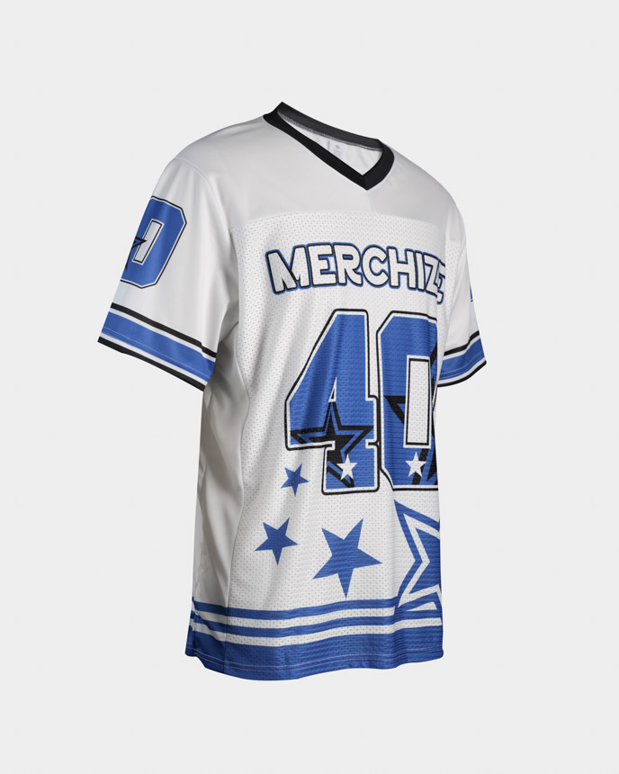 All-over Print Men's Hybrid Mesh V-neck Short Sleeve Jersey With Name Patch