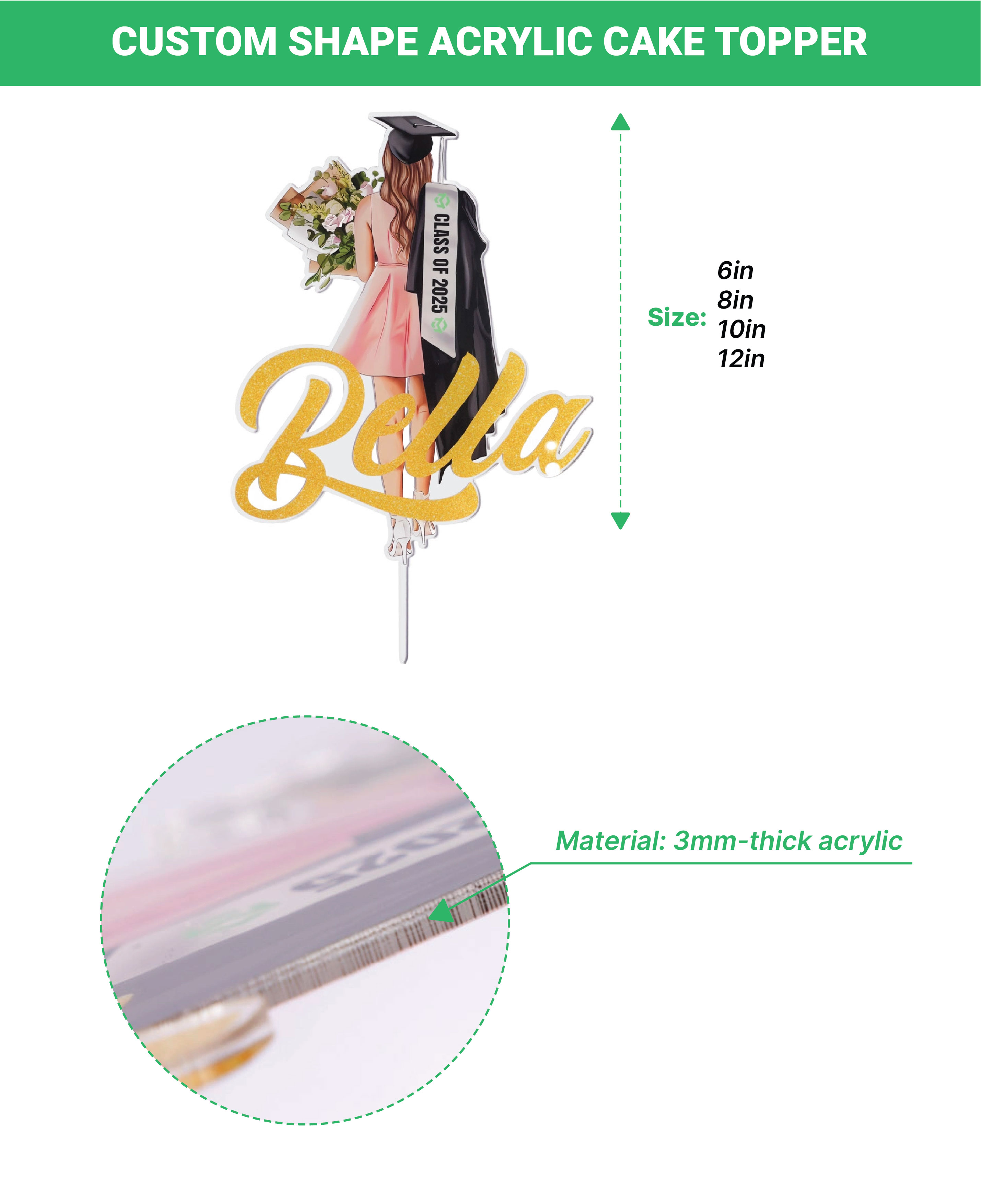 Custom Shape Acrylic Cake Topper