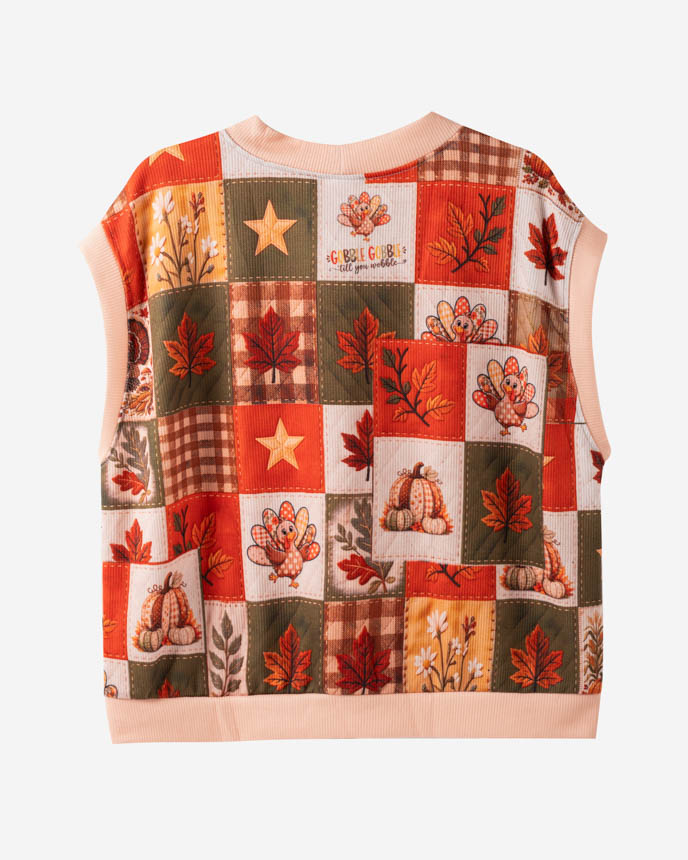 All-over Print Knitted Cardigan Vest