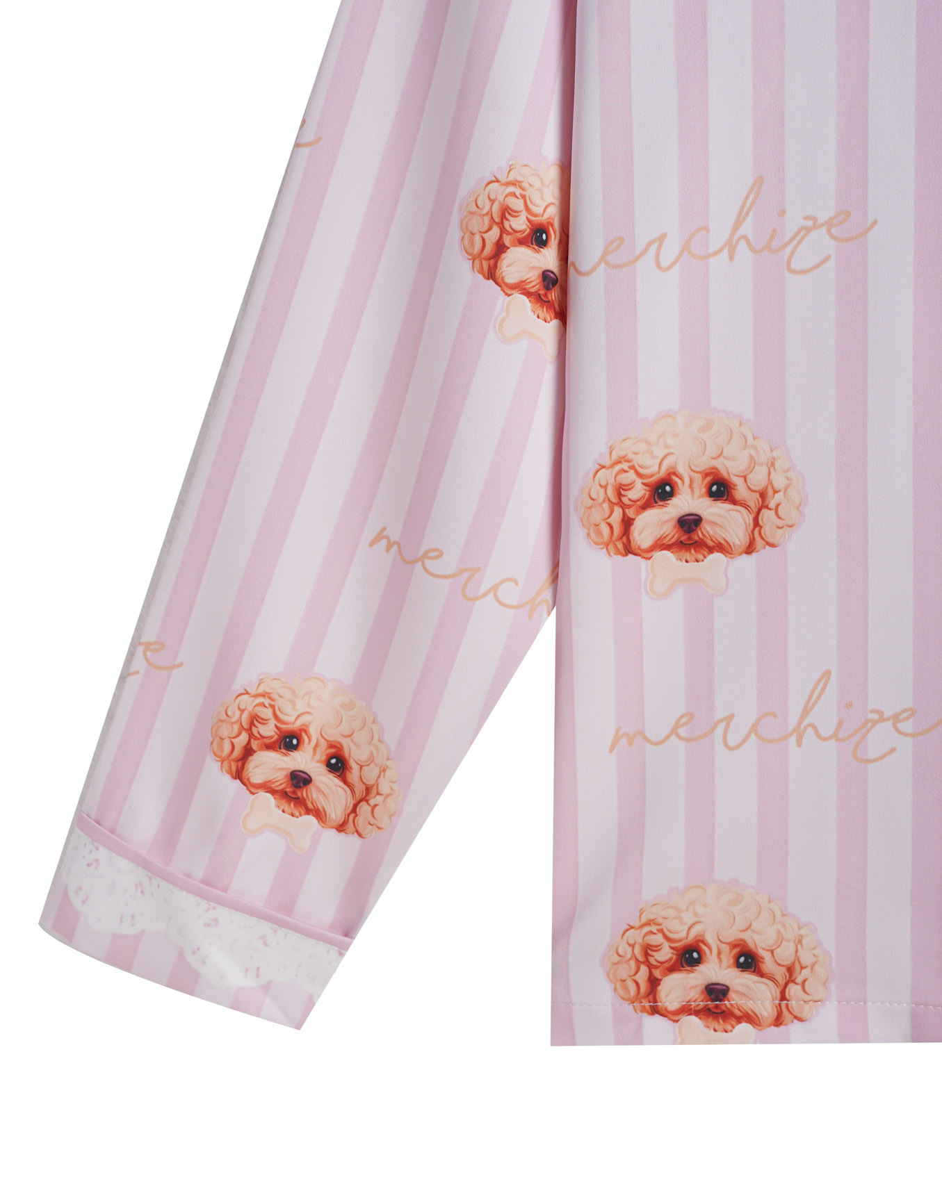 All-over Print Satin Long-Sleeve Pajama Shirt (No Pocket)