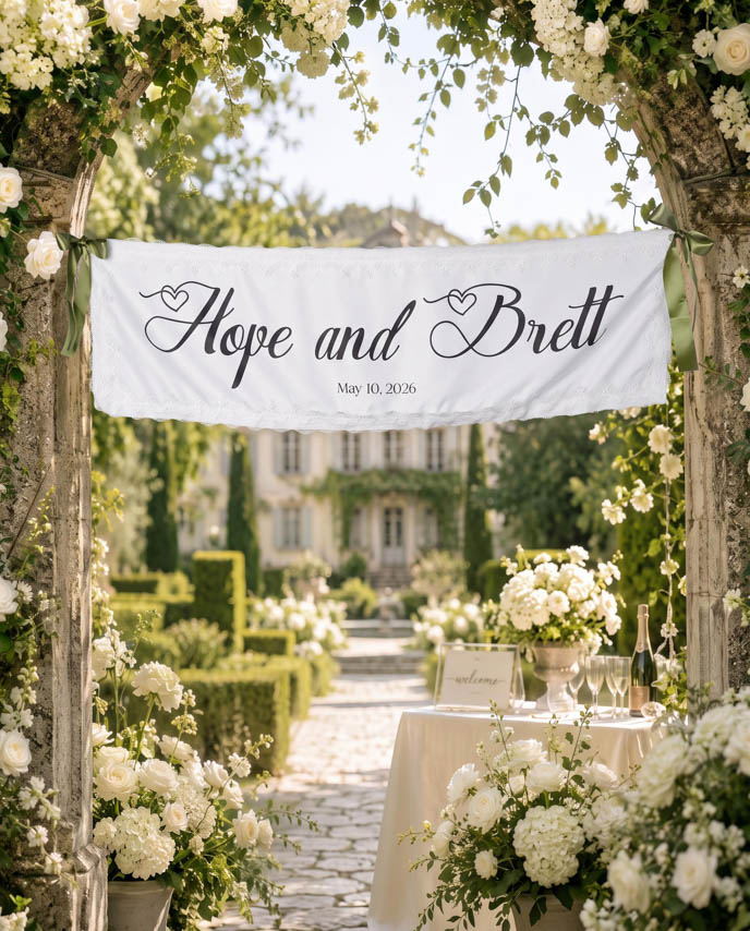 Linen Lace Welcome Banner