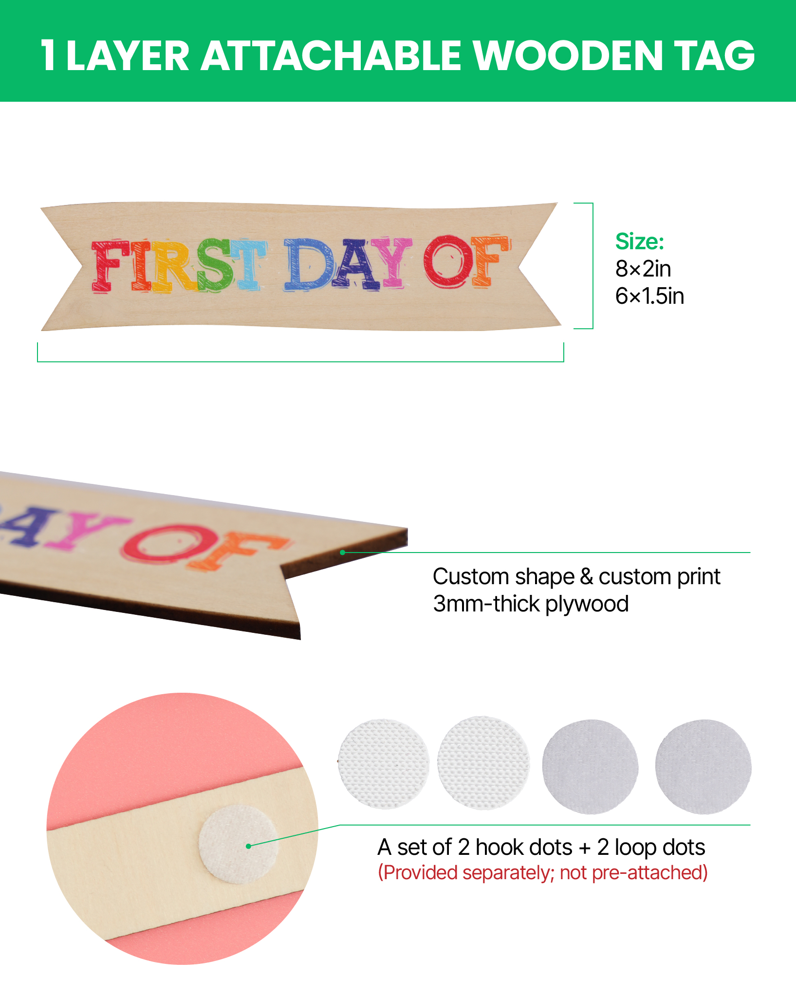 1 Layer Attachable Wooden Tag