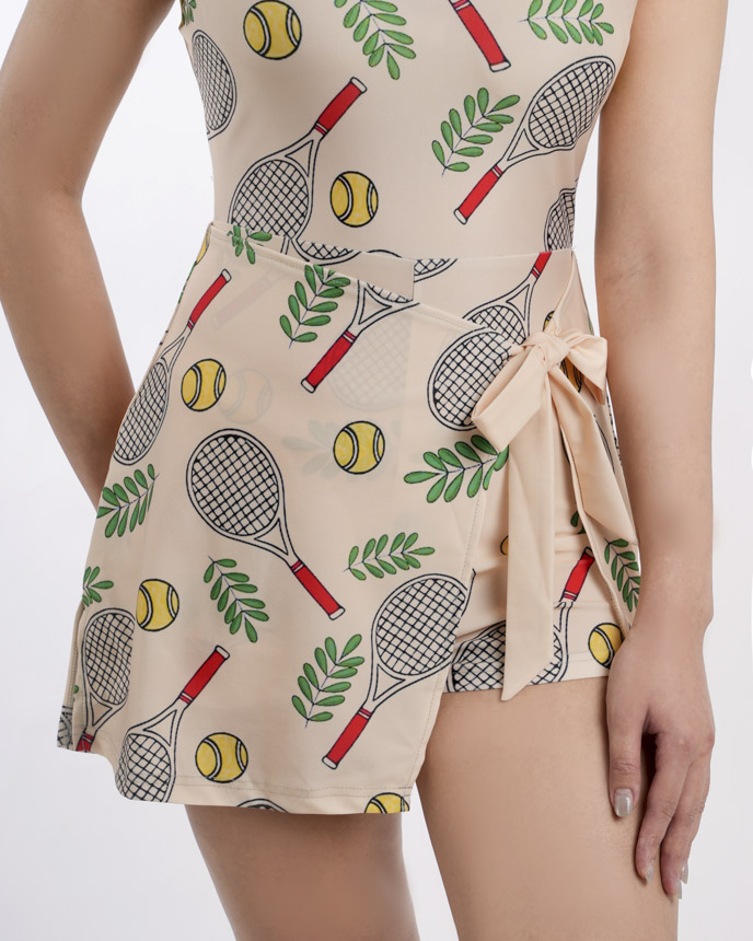 All-over Print Tie-Front Tennis Dress
