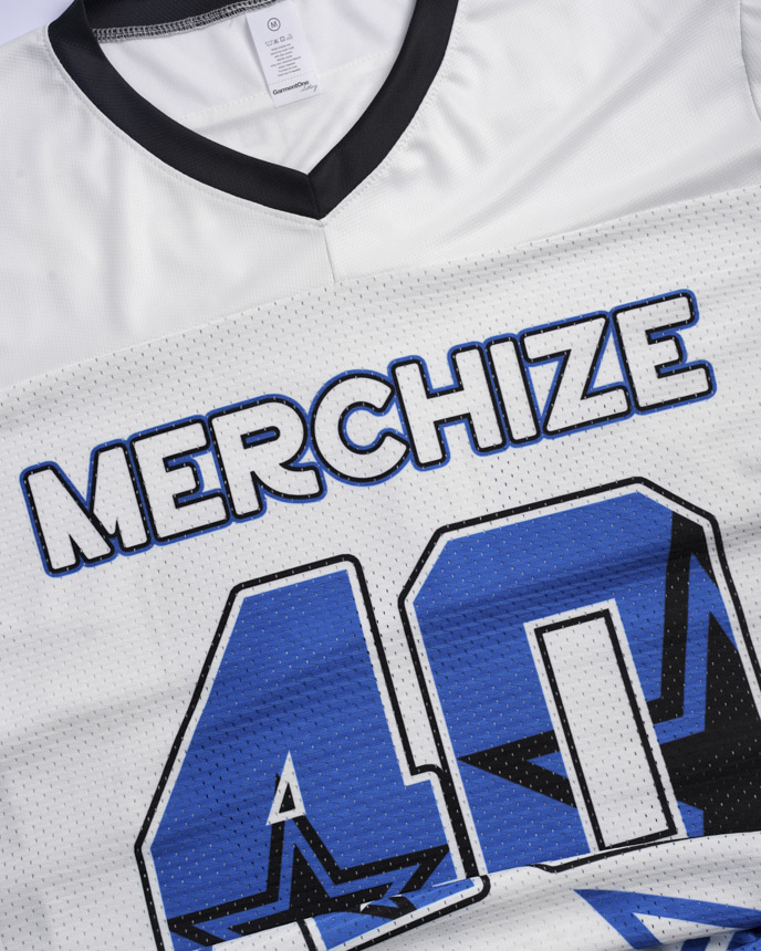 All-over Print Men's Hybrid Mesh V-neck Short Sleeve Jersey With Name Patch