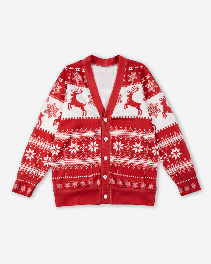 All-over Print Youth Knitted Cardigan (White Buttons)