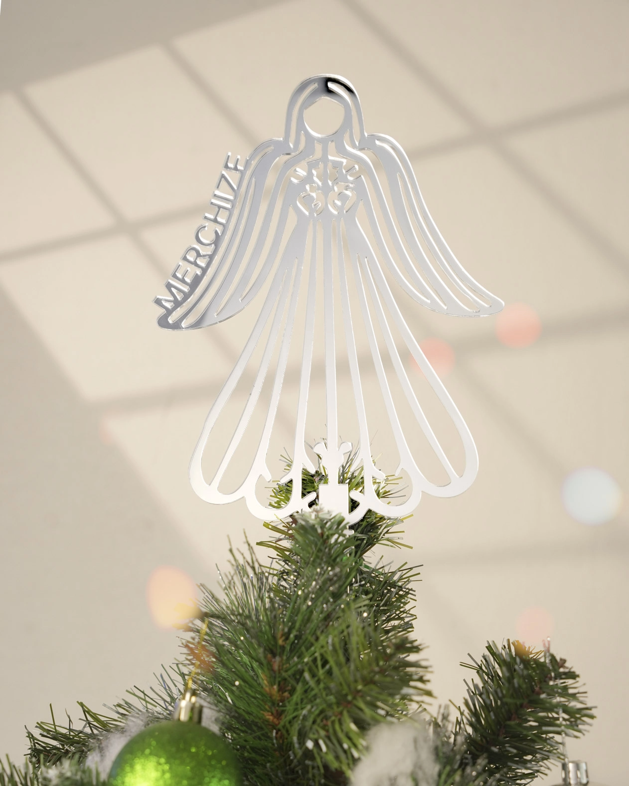 Custom Shape Acrylic Mirror Christmas Tree Topper