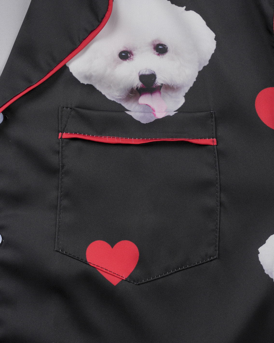 All-over Print Men's Satin Short-Sleeve Pajamas Set with Long Pants