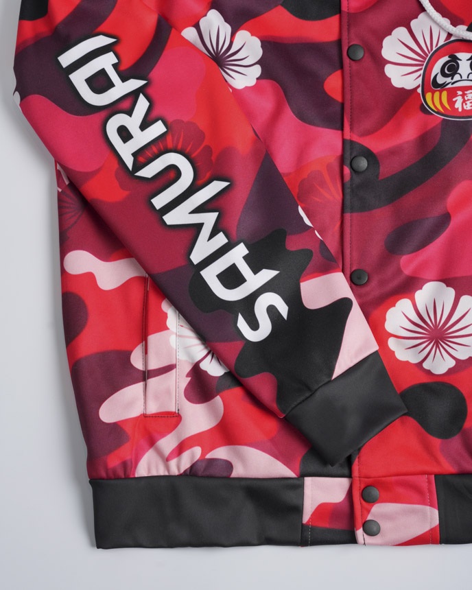 All-over Print Hooded Baseball Jacket