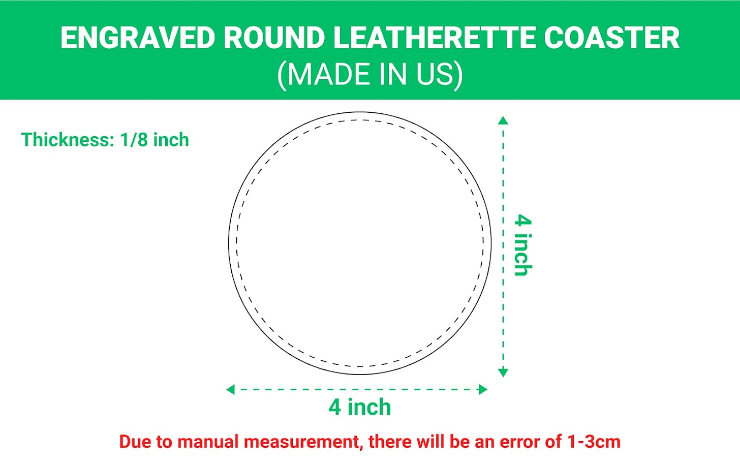Engraved Round Leatherette Coaster (Made in US)