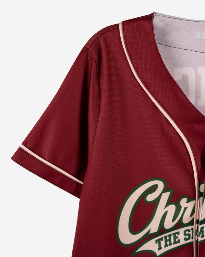 All-over Print Crop Top Baseball Jersey (White Buttons)
