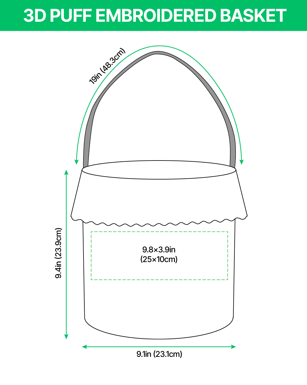 3D Puff Embroidered Ruffle Basket