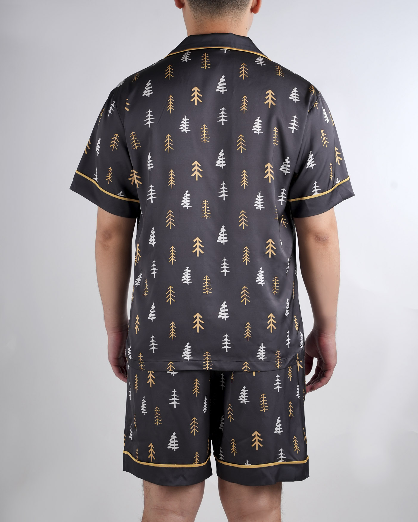 All-over Print Men's Satin Short-sleeve Pajamas Set