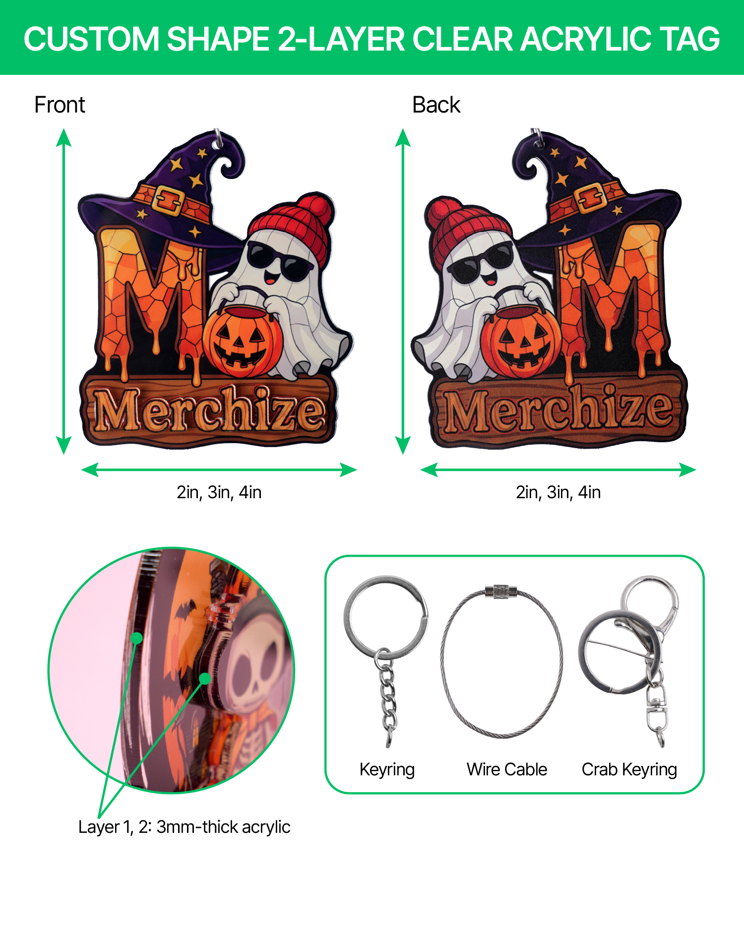 Custom Shape 2-Layer Clear Acrylic Tag