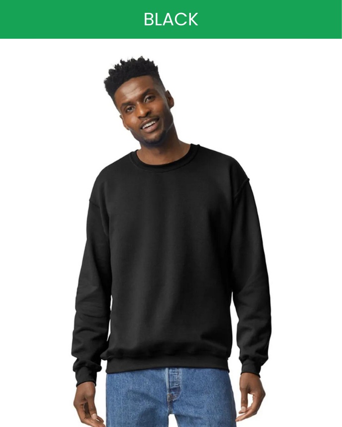 Black Model Gildan 18000 Sand Sweatshirt Mockup Sand Sweatshirt