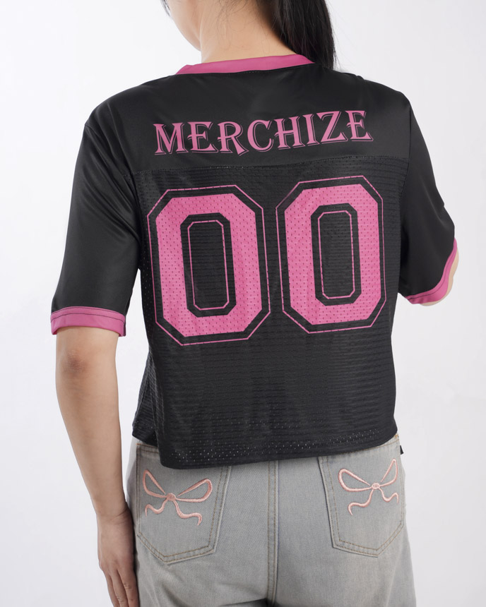 All-over Print Crewneck Hybrid Mesh Crop Top Football Jersey (Midweight)