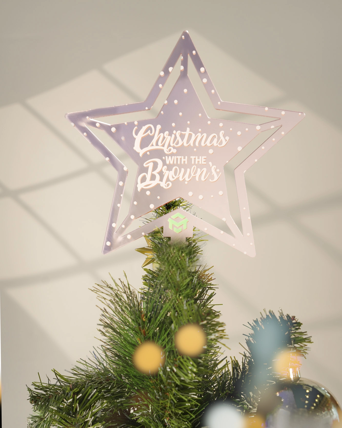 Custom Shape Acrylic Mirror Christmas Tree Topper