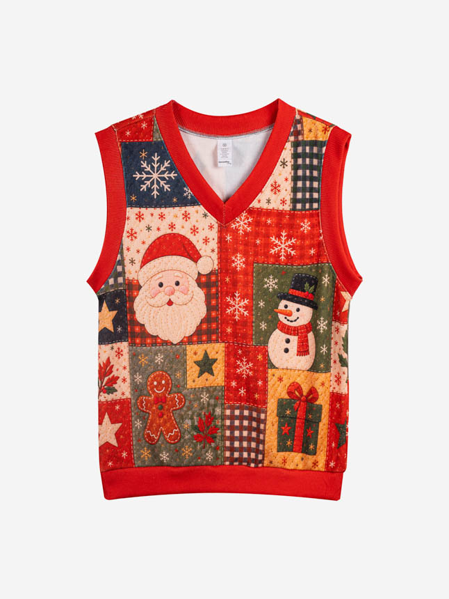 All-over Print Knitted V-Neck Vest