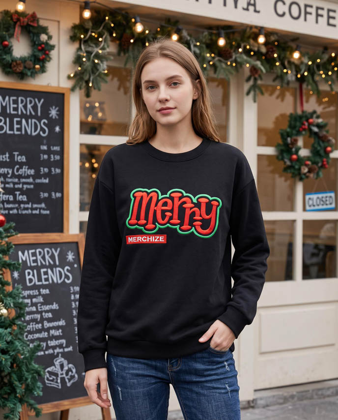 3D Puff Embroidered Lightweight Classic Unisex Sweatshirt 