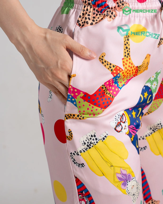 All-over Print Satin Pajama Pants