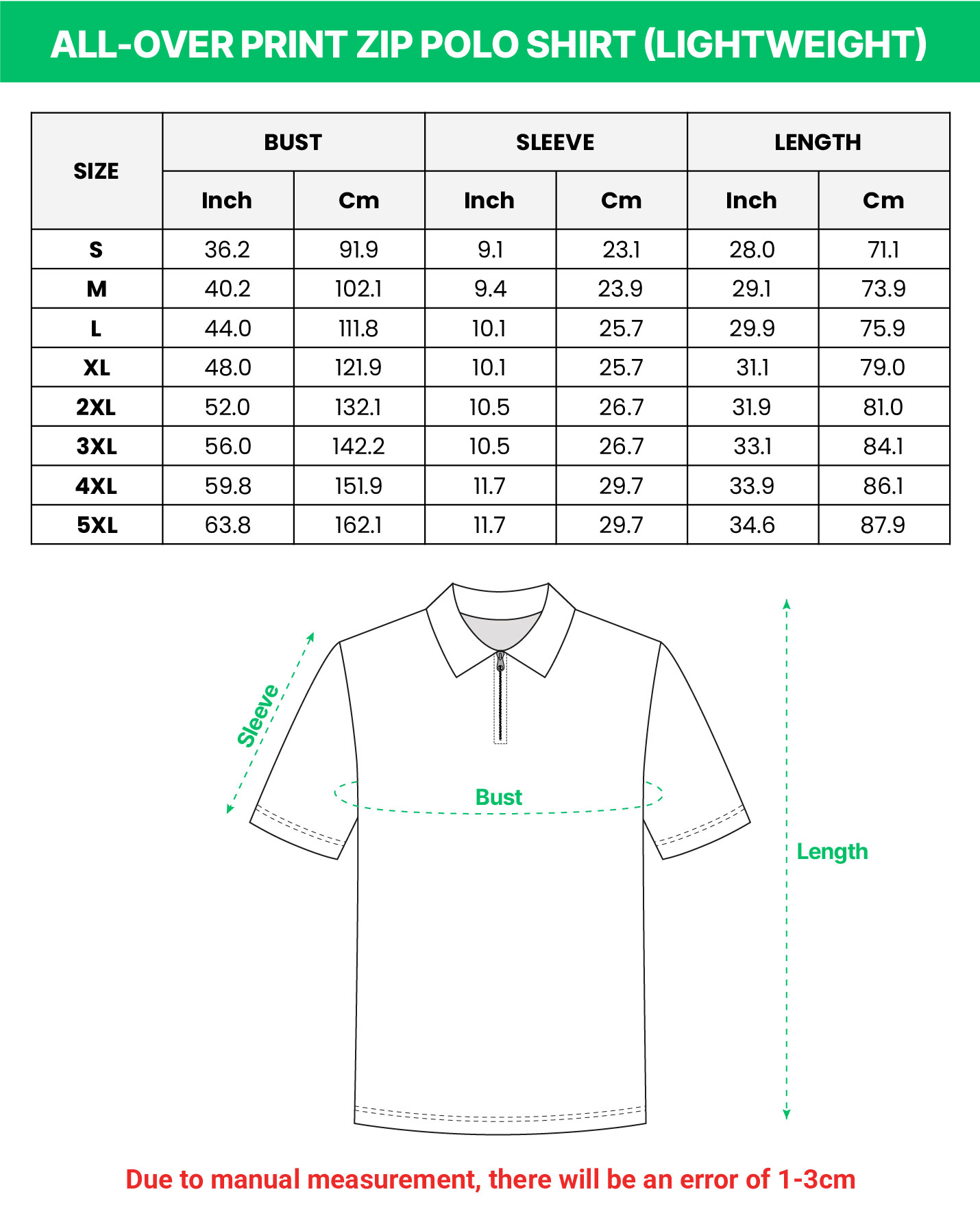 All-over Print Zip Polo Shirt (Lightweight)