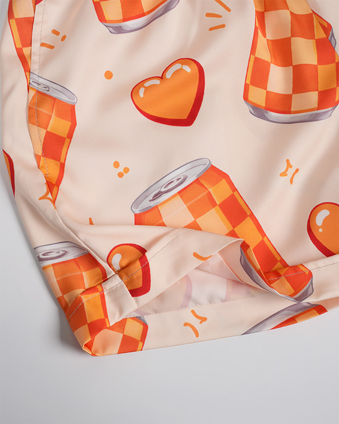 All-over Print Satin Loose Pajama Shorts 
