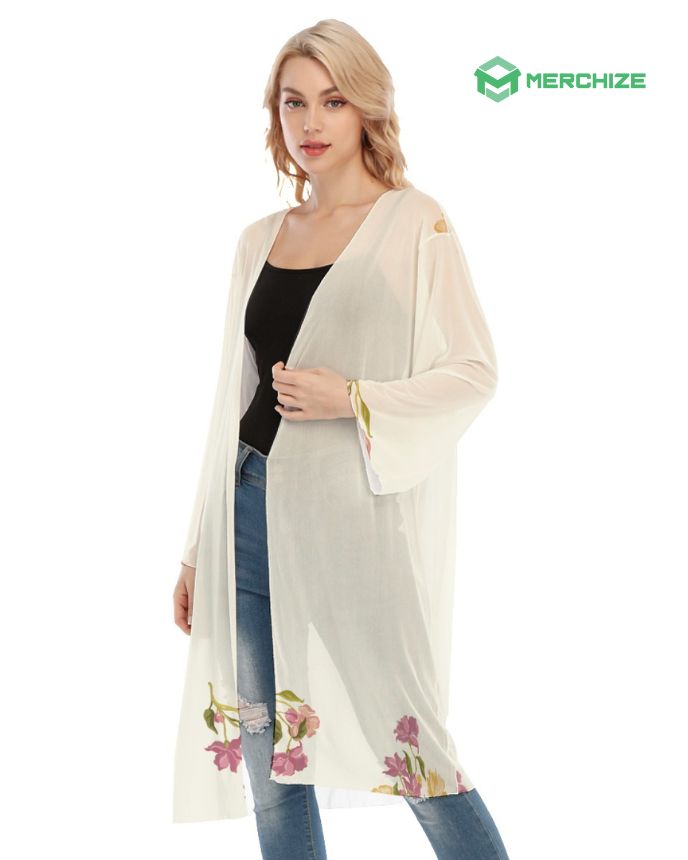 Women's long printed outlet cardigan