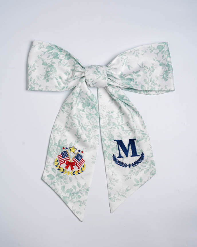 Embroidered Linen Door Wreath Sash