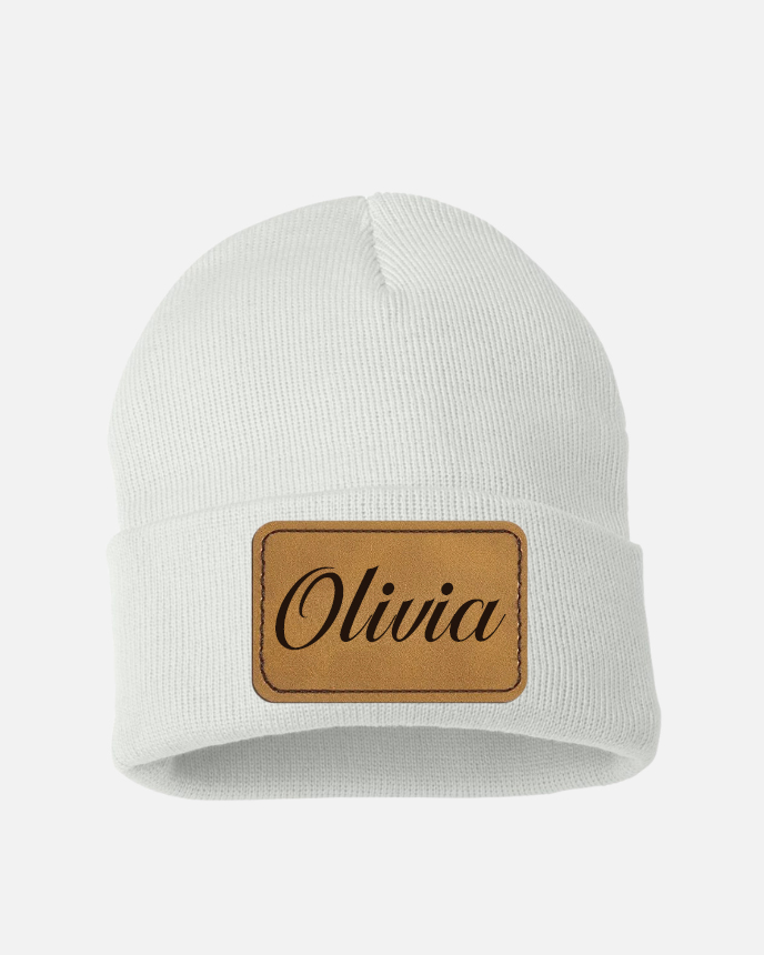 Engraved Leather Patch Beanie SP12 (Made in US) 