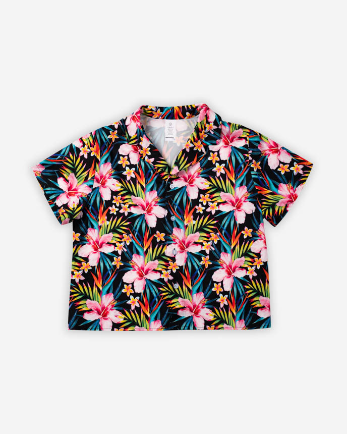 All-over Print Women's Simple Crop Hawaiian Shirt 