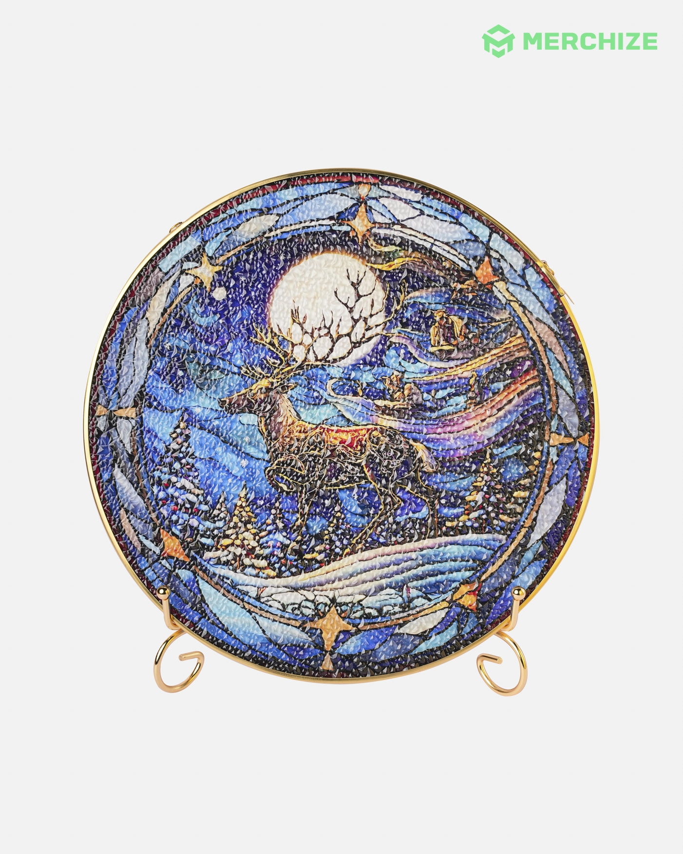 Stained Glass Suncatcher for Window Hanging (Golden Frame)