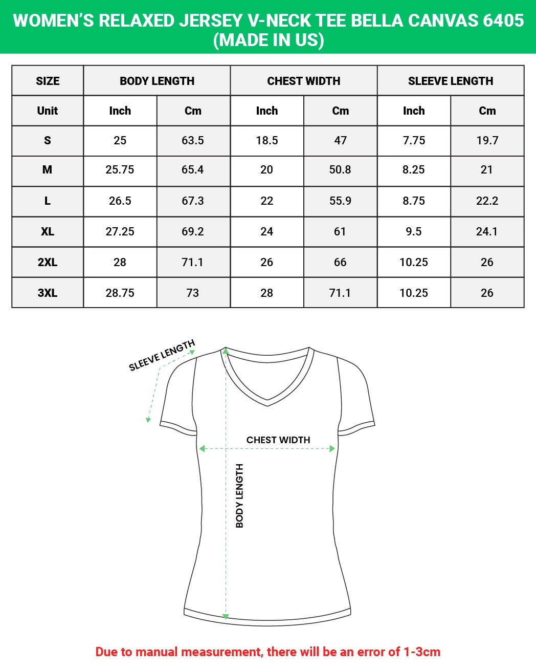 Women’s Relaxed Jersey V-Neck Tee Bella Canvas 6405 (Made in US)