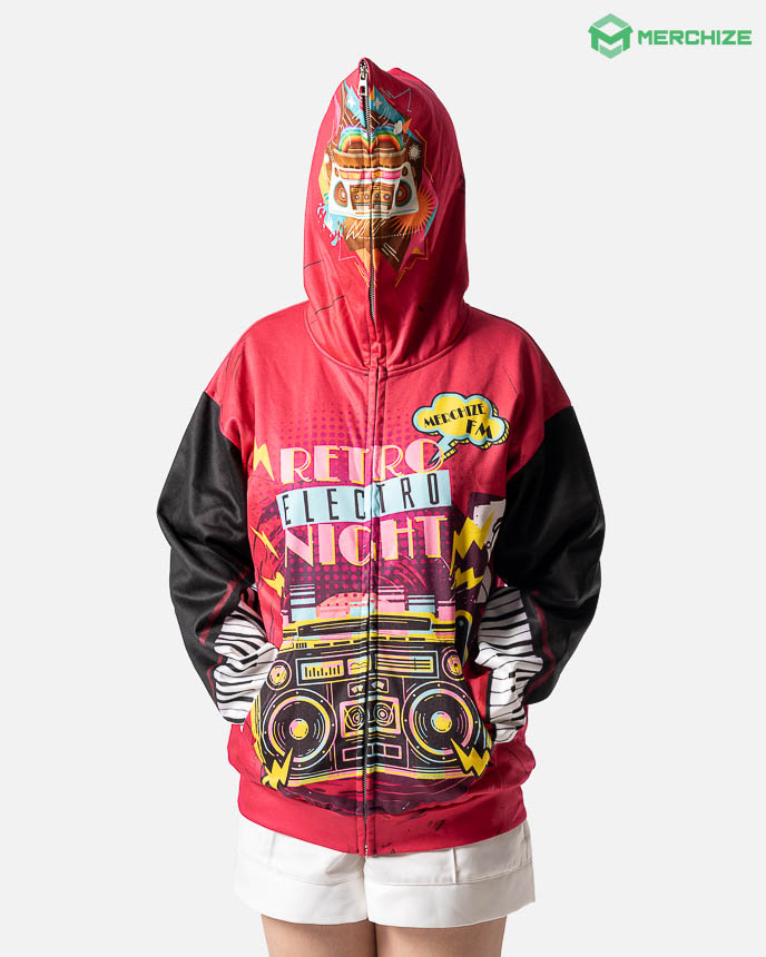 All-over Print Full Zip Up Hoodie (Lightweight) - Print on demand