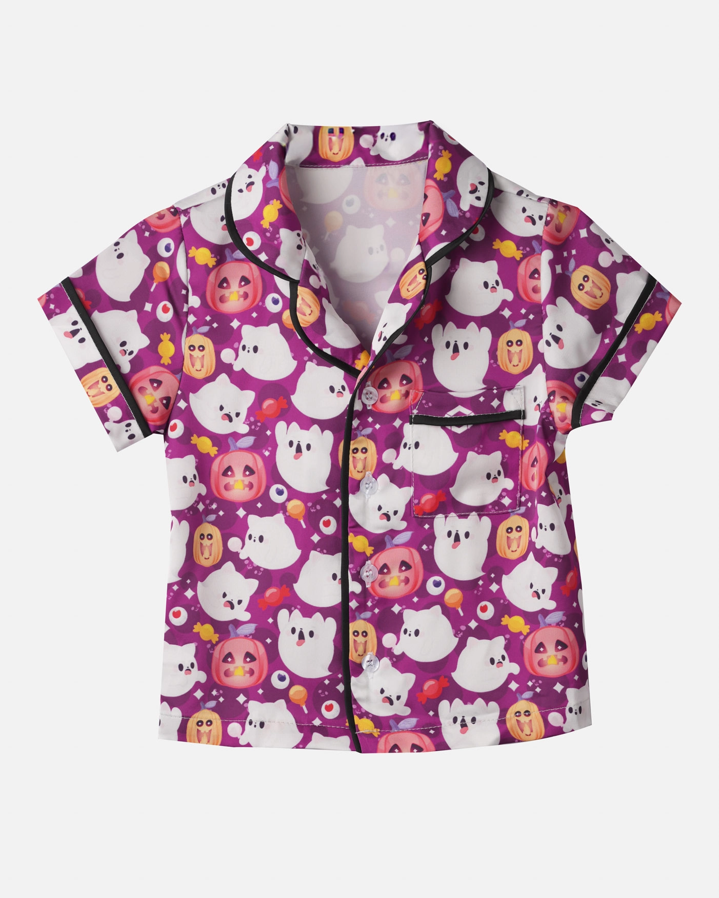 All-over Print Kid and Youth Satin Short-Sleeve Pajamas Set